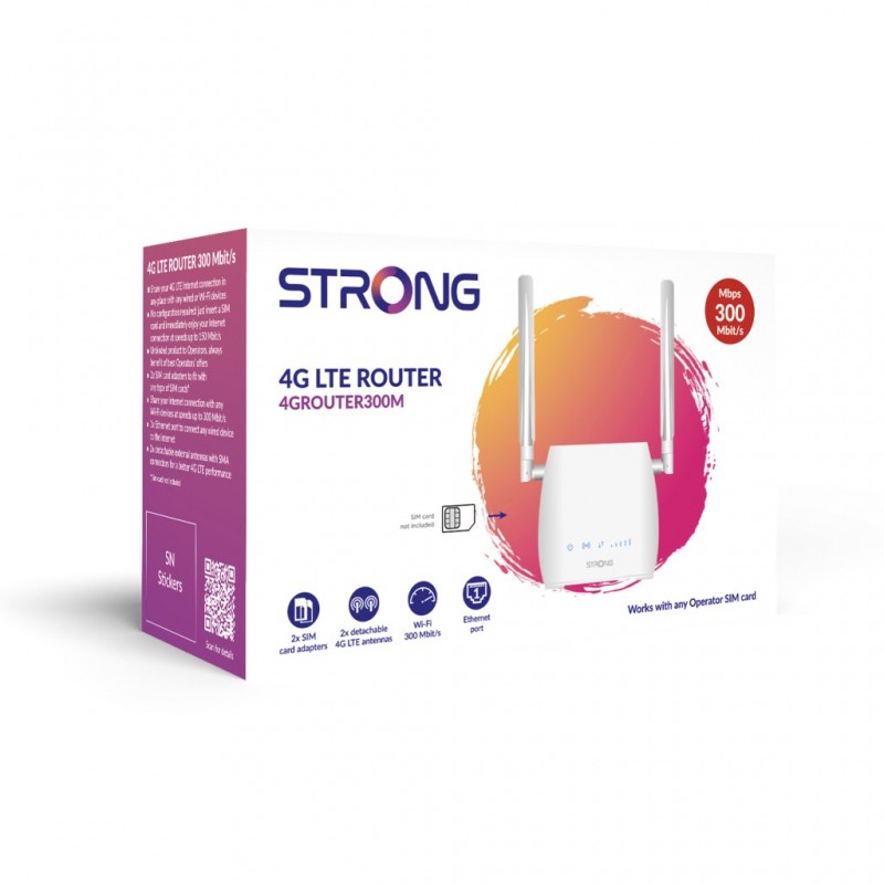 Strong 300M router inalámbrico Ethernet rápido Banda única (2,4 GHz) 4G Blanco