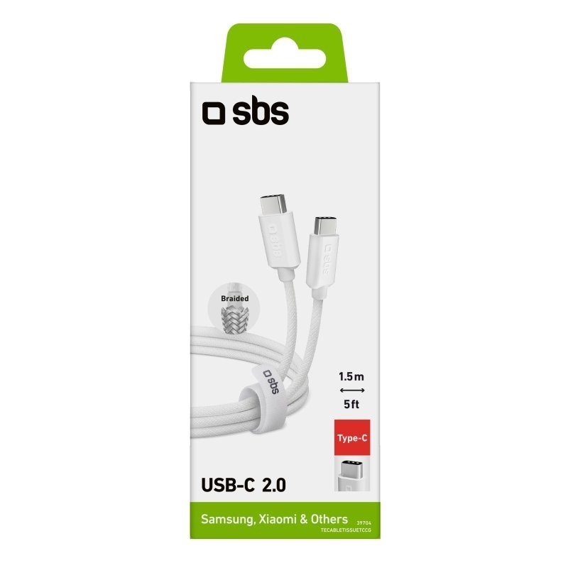 SBS TECABLETISSUETCCG cavo USB 1,5 m USB 2.0 USB C Bianco