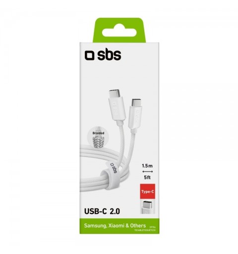 SBS TECABLETISSUETCCG cavo USB 1,5 m USB 2.0 USB C Bianco