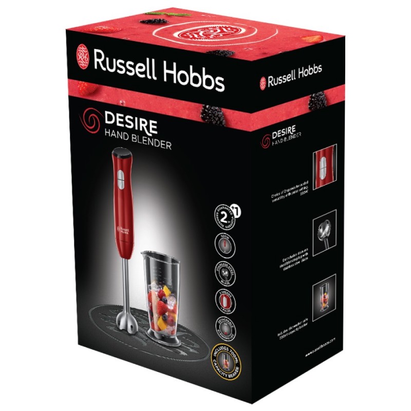 Russell Hobbs Desire 0,7 L Mélangeur par immersion 500 W Rouge, Acier inoxydable