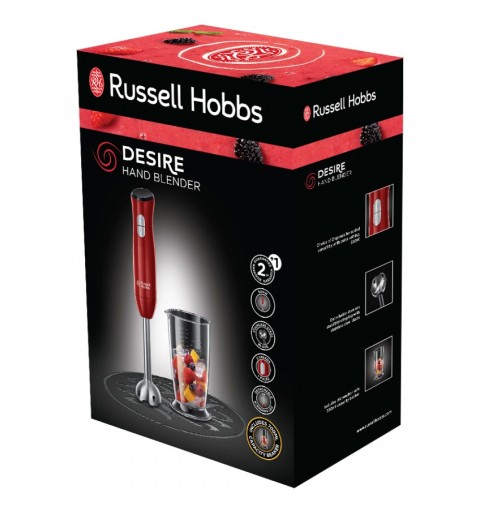 Russell Hobbs Desire 0,7 L Mélangeur par immersion 500 W Rouge, Acier inoxydable
