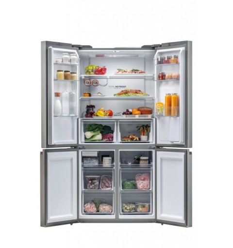 Haier Cube 90 Serie 5 HTF-520IP7 side-by-side refrigerator Freestanding 525 L F Platinum, Stainless steel