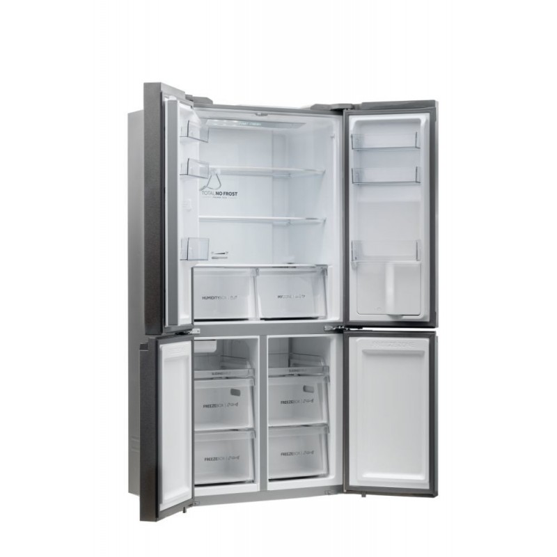 Haier Cube 90 Serie 5 HTF-520IP7 side-by-side refrigerator Freestanding 525 L F Platinum, Stainless steel