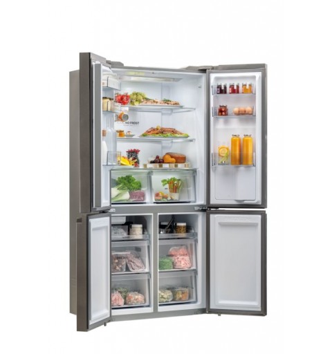 Haier Cube 90 Serie 5 HTF-520IP7 side-by-side refrigerator Freestanding 525 L F Platinum, Stainless steel