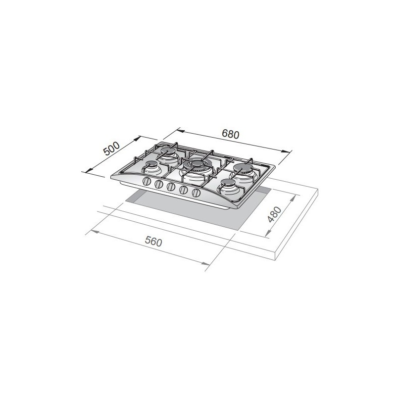 De’Longhi FFS 57 ASV hobs Avena Integrado 68 cm Encimera de gas 5 zona(s)