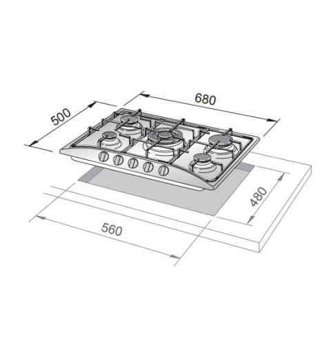 De’Longhi FFS 57 ASV hobs Avena Integrado 68 cm Encimera de gas 5 zona(s)