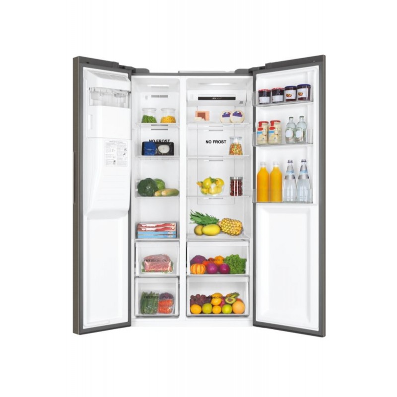 Haier SBS 90 Serie 3 HSR3918FIMP side-by-side refrigerator Freestanding 515 L F Grey