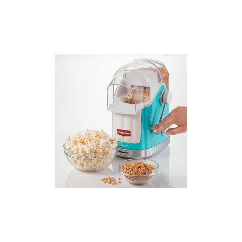 Ariete 2958 Pop Corn Maker Party Time, Macchina per pop corn con leva, 1100 Watt, Capacità 600 g, Cottura ad aria calda senza