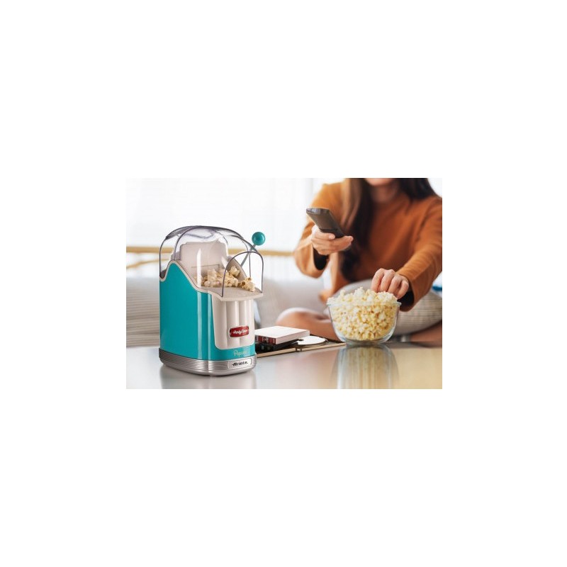 Ariete 2958 Pop Corn Maker Party Time, Macchina per pop corn con leva, 1100 Watt, Capacità 600 g, Cottura ad aria calda senza