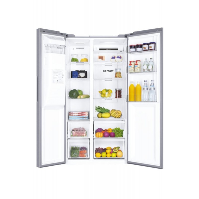 Haier SBS 90 Serie 3 HSR3918FIPG side-by-side refrigerator Freestanding 515 L F Silver