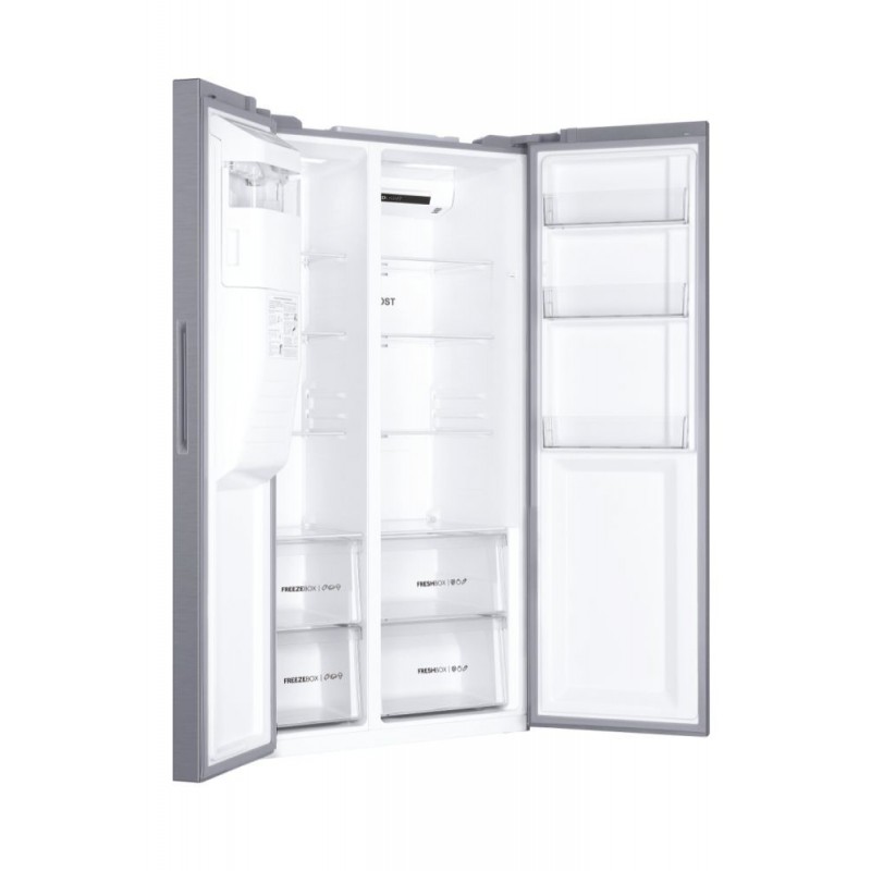 Haier SBS 90 Serie 3 HSR3918FIPG side-by-side refrigerator Freestanding 515 L F Silver