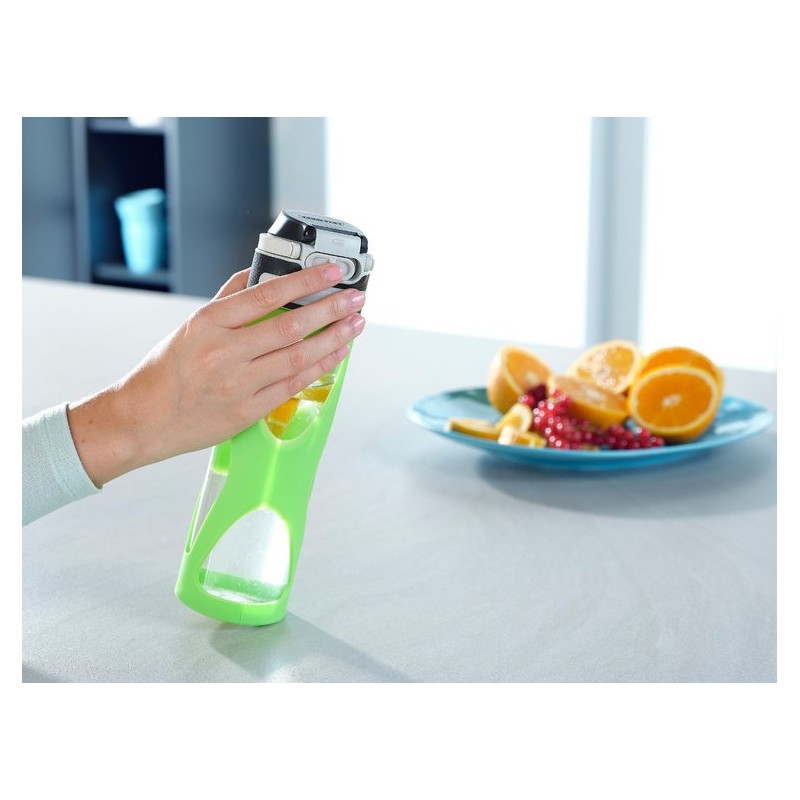 Leifheit 03260 gourde Utilisation quotidienne, Fitness, Sports 600 ml Verre, Polypropylène (PP), Silicone Noir, Vert,