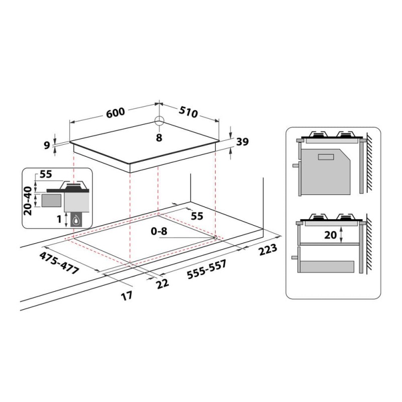 Hotpoint PCN 642 IX HAR Acero inoxidable Integrado 59 cm Encimera de gas 4 zona(s)