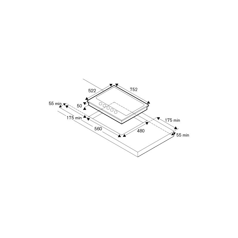 Bertazzoni La Germania P7101D9X 19 piano cottura Stainless steel Da incasso 75 cm Gas 5 Fornello(i)