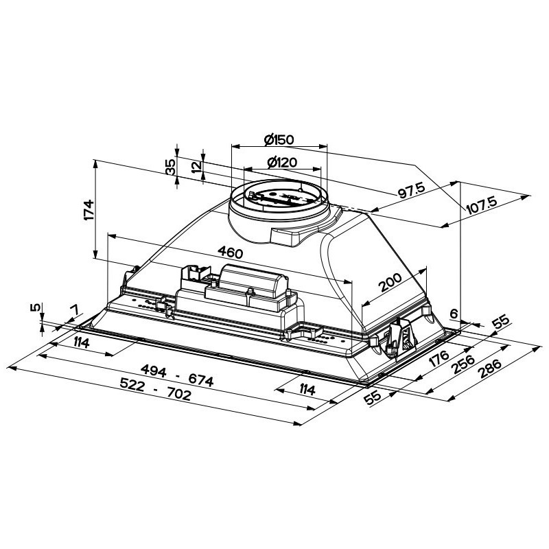 FABER S.p.A. Inka ICH SS A70 Built-in Stainless steel 390 m³ h B