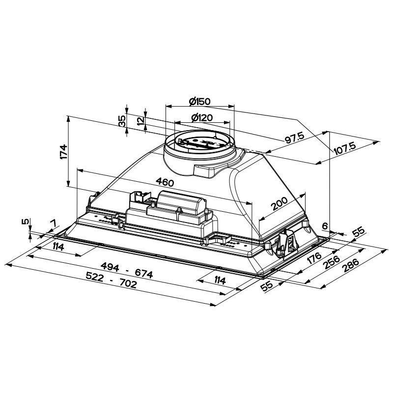 FABER S.p.A. Inka ICH SS A52 Intégré Acier inoxydable 390 m³ h B