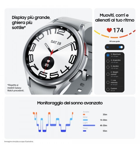 Samsung Galaxy Watch6 Classic Smartwatch Fitness Tracker Ghiera Interattiva in Acciao Inox 43mm Graphite