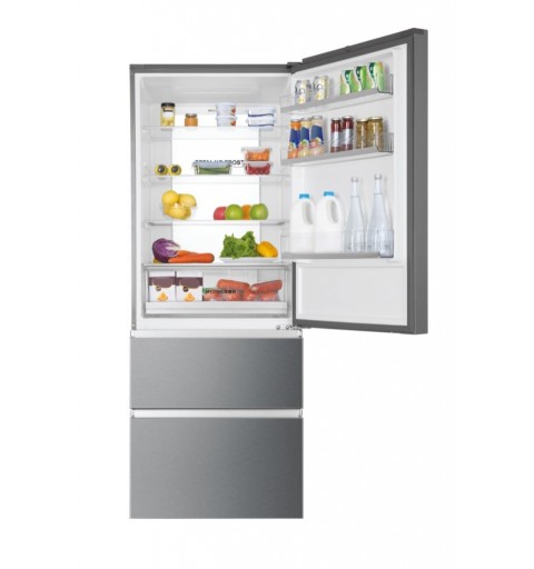 Haier 3D 70 Serie 3 HTOPMNE7193 Kühl- und Gefrierkombination Freistehend 450 l E Platin, Edelstahl