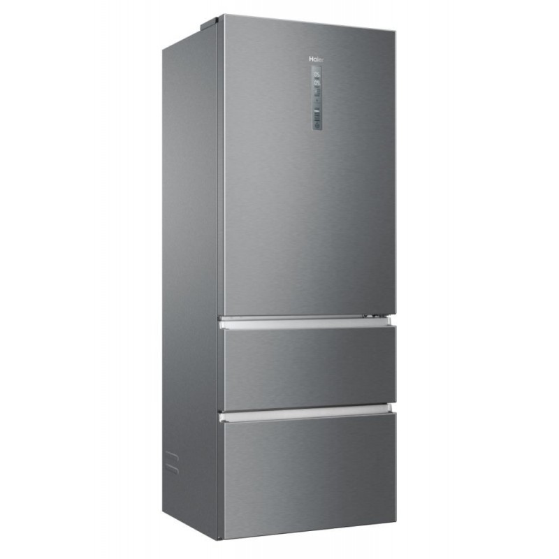 Haier 3D 70 Serie 3 HTOPMNE7193 fridge-freezer Freestanding 450 L E Platinum, Stainless steel