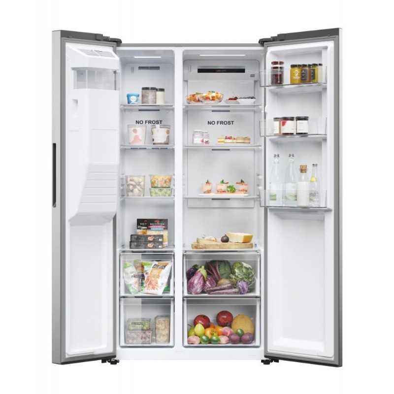 Haier SBS 90 Serie 3 HSR3918EIMP frigo américain Pose libre 515 L E Platine, Acier inoxydable