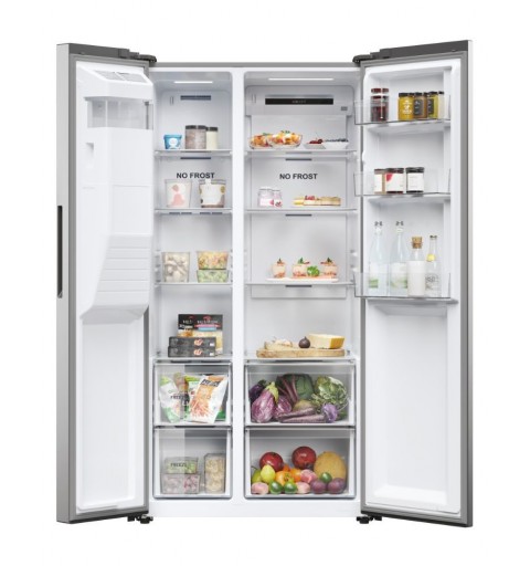 Haier SBS 90 Serie 3 HSR3918EIMP frigo américain Pose libre 515 L E Platine, Acier inoxydable