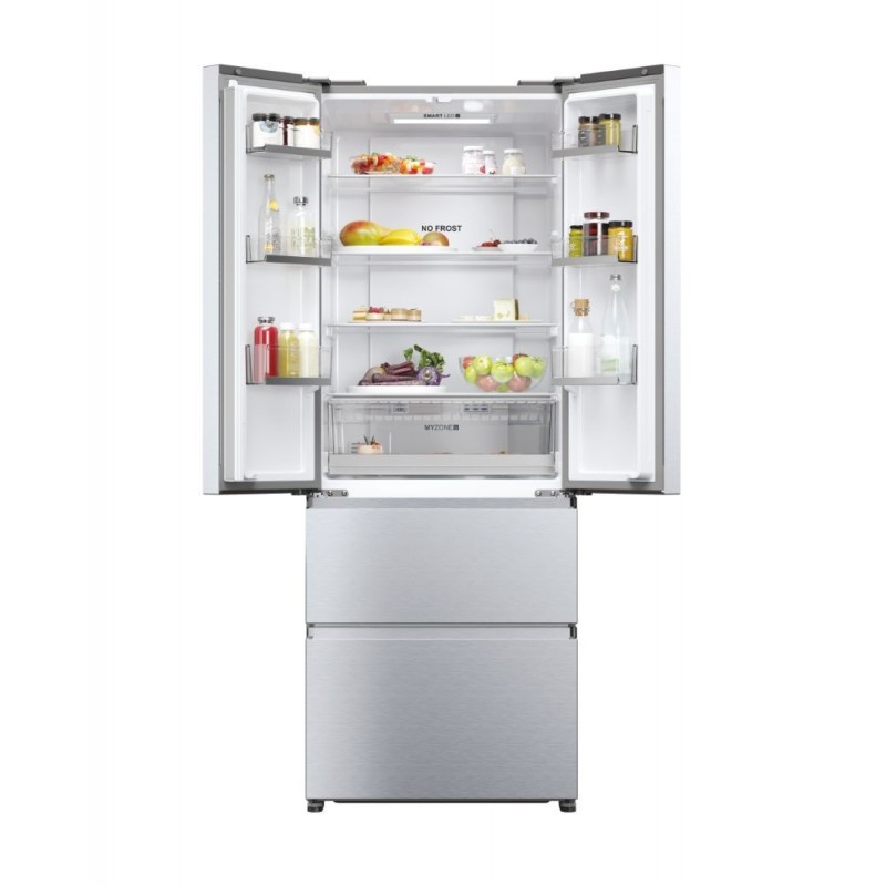 Haier FD 70 Serie 5 HFR5719ENMG side-by-side refrigerator Freestanding 446 L E Silver