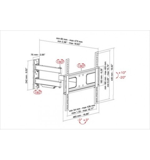 Munari SP340 soporte para TV 152,4 cm (60") Negro