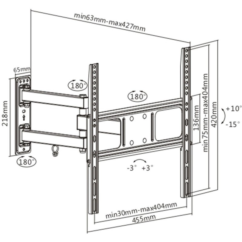 Munari Kairos Home SK142 TV-Halterung 139,7 cm (55") Schwarz