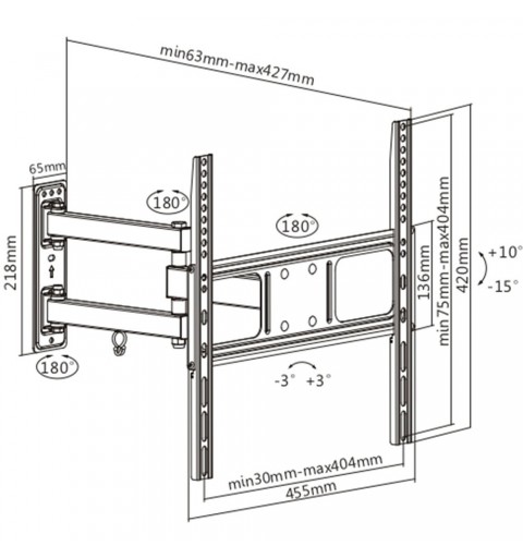 Munari Kairos Home SK142 support pour téléviseur 139,7 cm (55") Noir
