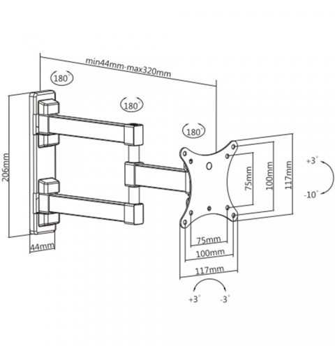 Munari Kairos Home SK112 soporte para TV 81,3 cm (32") Negro