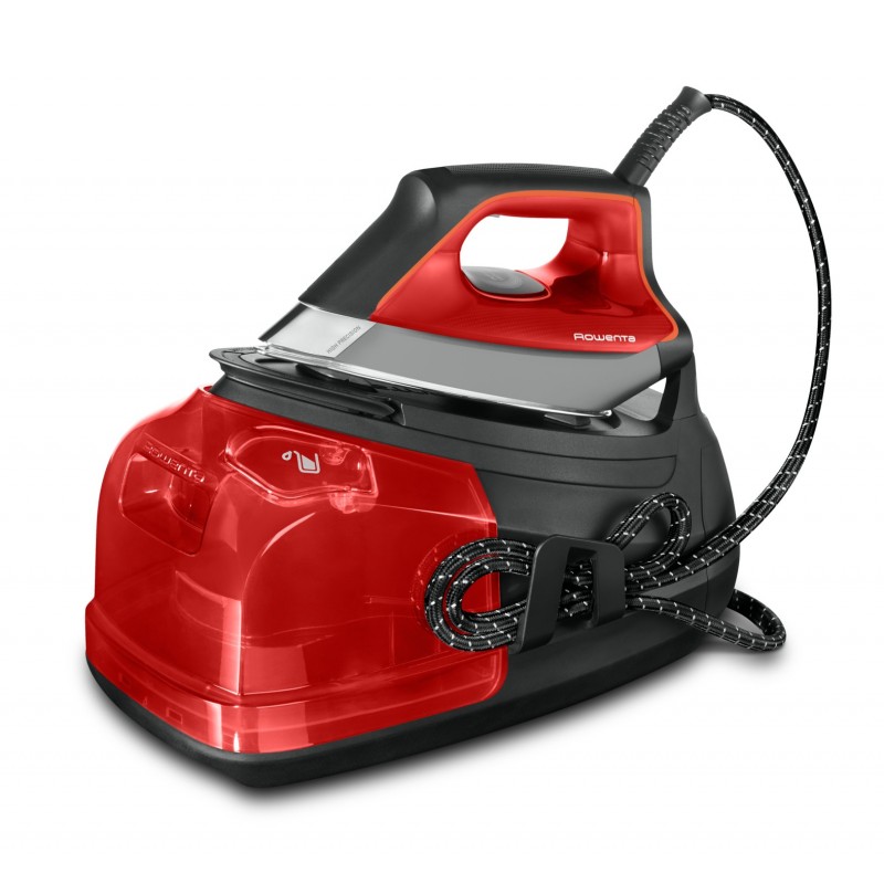 Rowenta DG8644F0 Dampfbügelstation 2400 W 1,1 l Mikrodampf 400 HD Laser-Grundplatte Schwarz, Rot