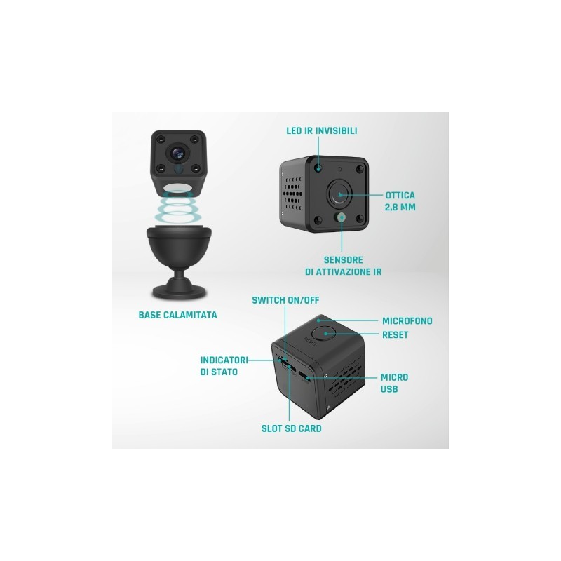 iSNATCH 67.6894.03 security camera Cube IP security camera Indoor 1280 x 720 pixels Desk Wall