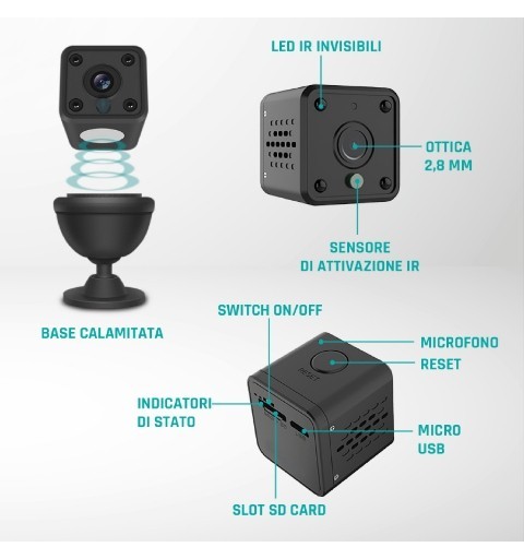 iSNATCH 67.6894.03 security camera Cube IP security camera Indoor 1280 x 720 pixels Desk Wall