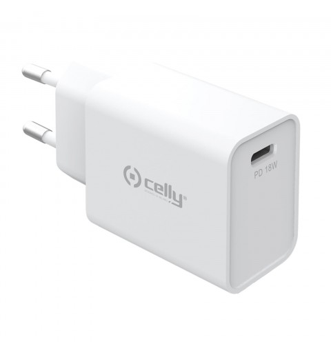 Celly TC1USBC18WWH Caricabatterie per dispositivi mobili Smartphone, Orologio intelligente, Tablet Bianco AC Interno