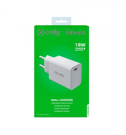 Celly TC1USBC18WWH mobile device charger Smartphone, Smartwatch, Tablet White AC Indoor