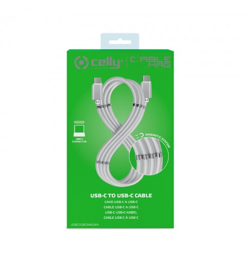 Celly USBCUSBCMAGWH USB cable 1 m USB 3.2 Gen 1 (3.1 Gen 1) USB C White