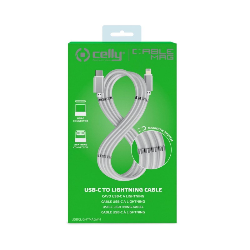 Celly USBCLIGHTMAGWH lightning cable 1 m White