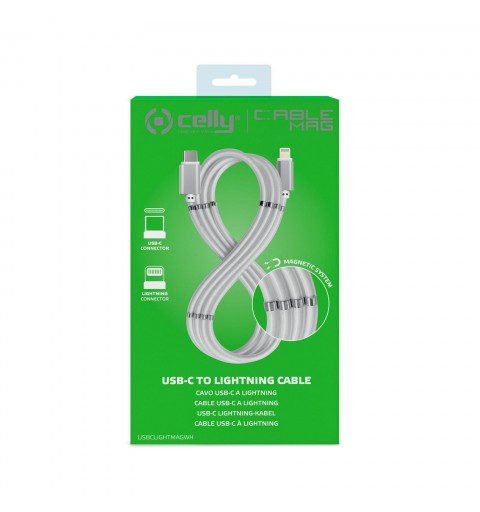 Celly USBCLIGHTMAGWH cable de conector Lightning 1 m Blanco