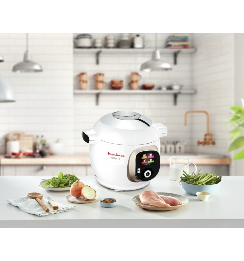 Moulinex Cookeo + CE851A 6 L 1600 W Plata, Blanco