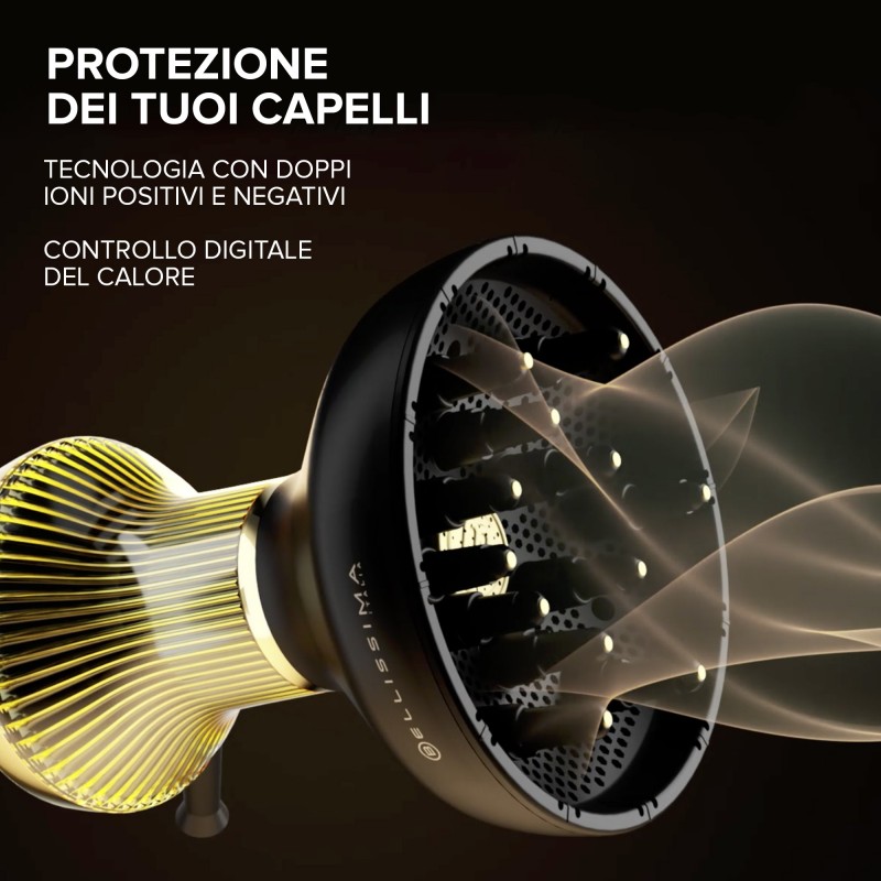 Bellissima Diffon Supreme Ion Care XL Haartrockner 770 W Schwarz, Gold