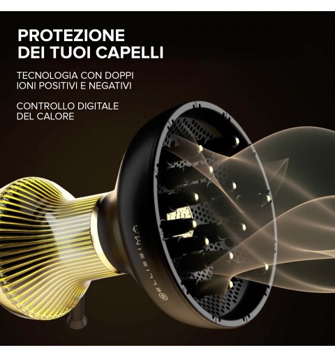 Bellissima Diffon Supreme Ion Care XL secador 770 W Negro, Oro