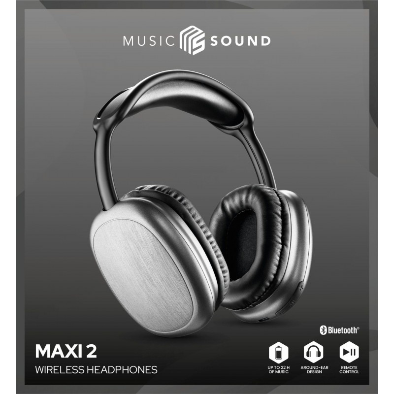 Music Sound Maxi 2 Auriculares Inalámbrico Diadema Llamadas Música USB Tipo C Bluetooth Negro