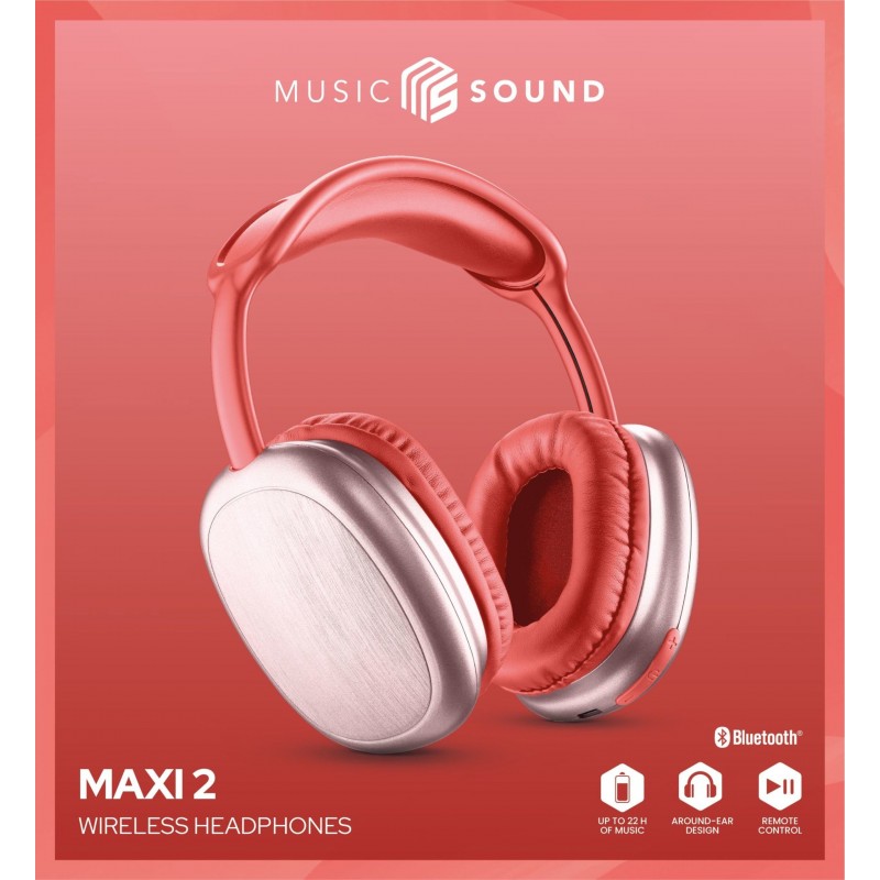 Music Sound Maxi 2 Auriculares Inalámbrico Diadema Llamadas Música USB Tipo C Bluetooth Rojo