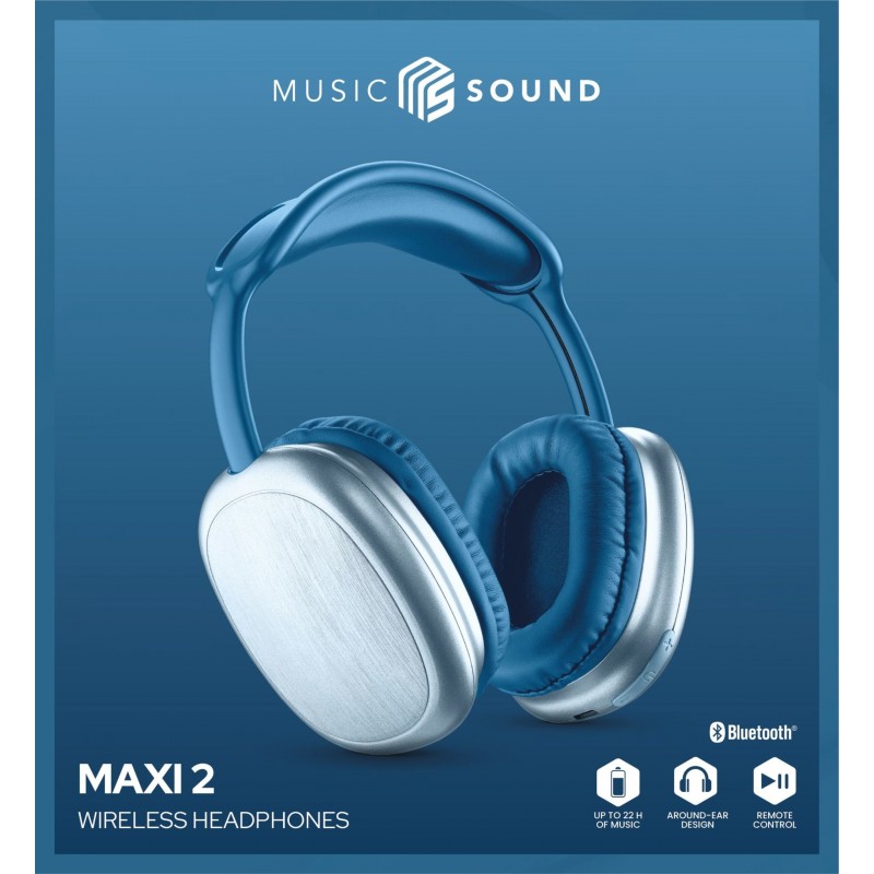 Music Sound Maxi 2 Casque Sans fil Arceau Appels Musique USB Type-C Bluetooth Bleu