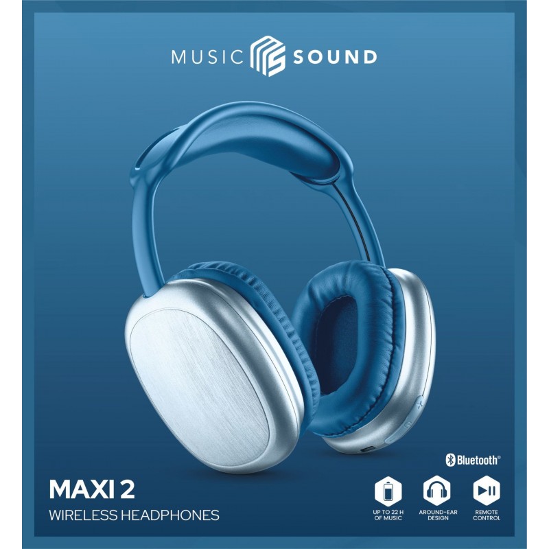 Music Sound Maxi 2 Kopfhörer Kabellos Kopfband Anrufe Musik USB Typ-C Bluetooth Blau