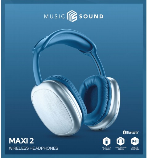 Music Sound Maxi 2 Kopfhörer Kabellos Kopfband Anrufe Musik USB Typ-C Bluetooth Blau