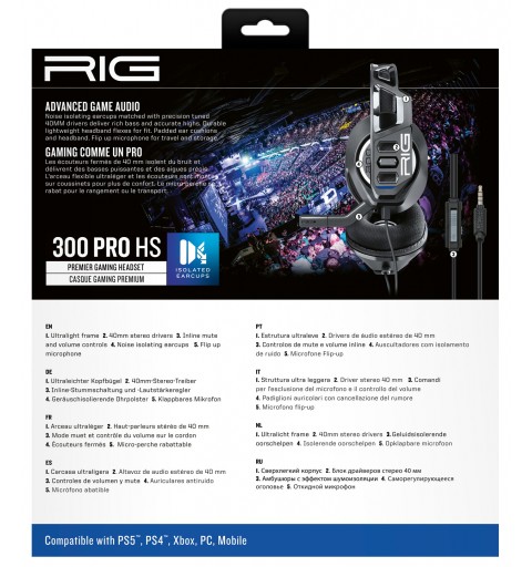 NACON RIG 300 PRO HS Casque Avec fil Arceau Jouer Noir