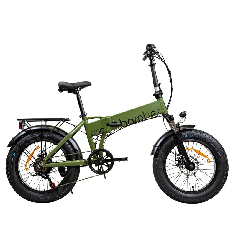 EMG Fat Bike Bomber 250W con telaio 17" foldable, ruota 20", Freni a disco a p, Cambio Shimano e batteria 10Ah