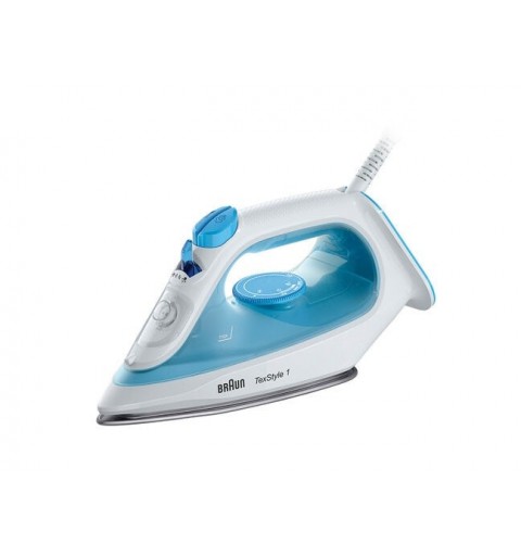 Braun TexStyle 1 Trocken- & Dampfbügeleisen Keramik-Bügelsohle 2000 W Blau, Weiß