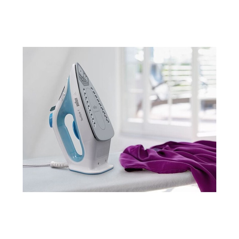 Braun TexStyle 1 Dry & Steam iron Ceramic soleplate 2000 W Blue, White